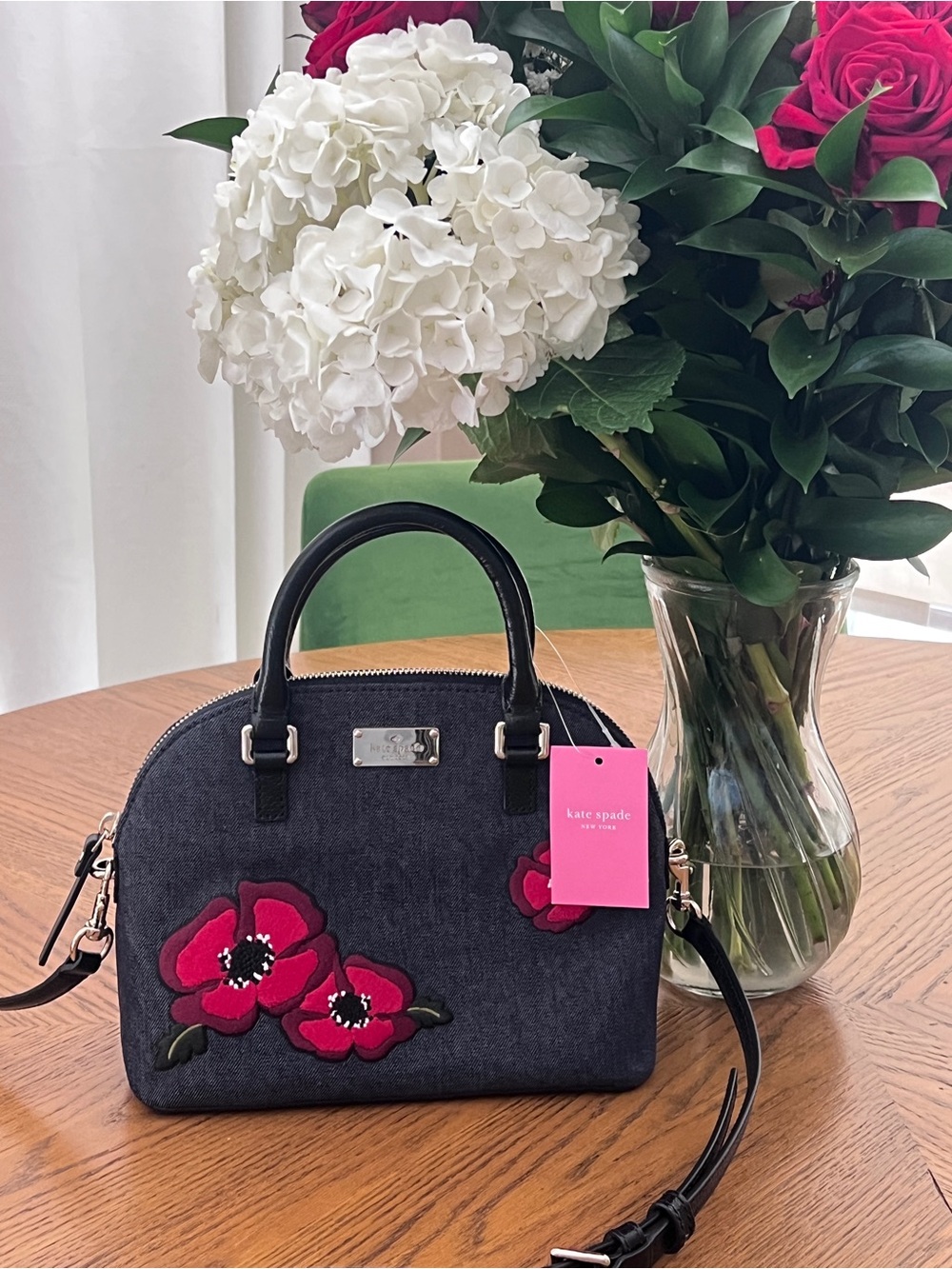 kate spade Grove Street Carli Poppy Denim Satchel Crossbody - Picture 6 of 12